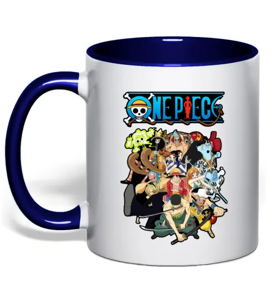 Чашка з кольоровою ручкою One piece anime Глибокий темно-синій фото