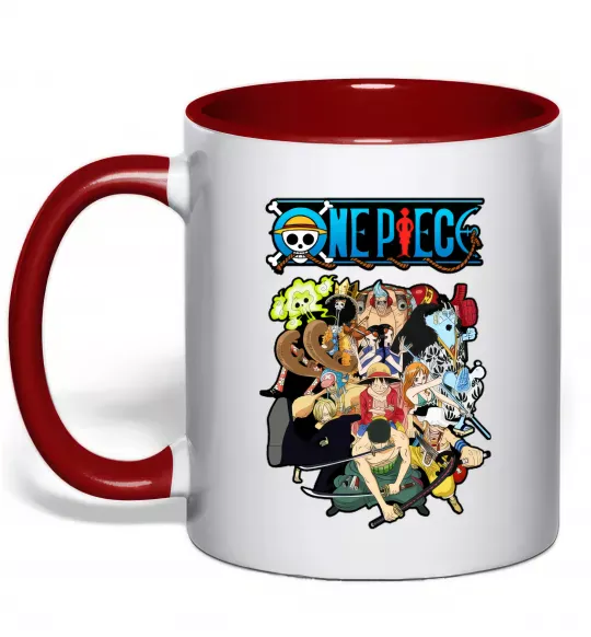 Чашка з кольоровою ручкою One piece anime Червоний фото