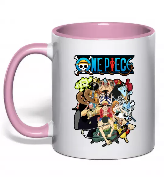 Чашка з кольоровою ручкою One piece anime Ніжно рожевий фото