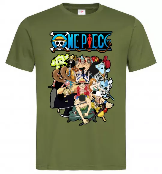 Чоловіча футболка One piece anime Оливковий фото