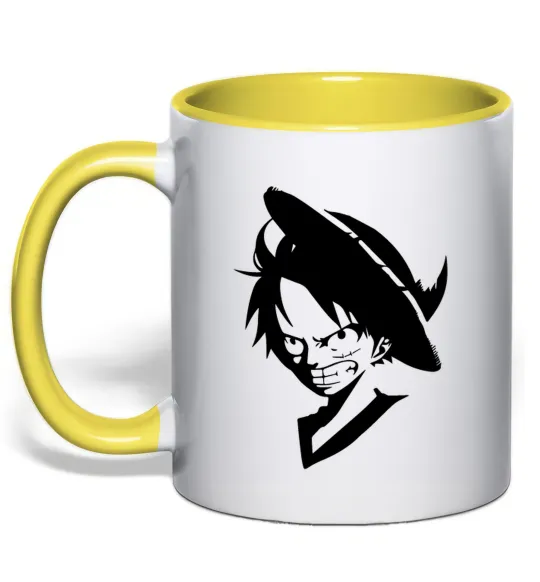 Чашка з кольоровою ручкою One piece monki Лимонний фото