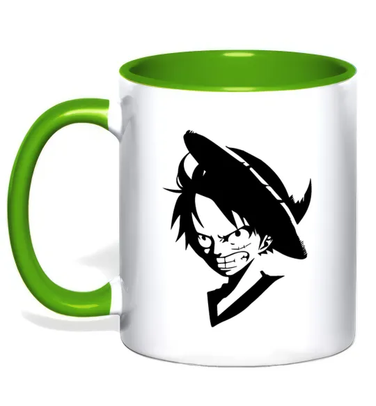 Чашка з кольоровою ручкою One piece monki Лаймовий фото