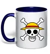 Чашка с цветной ручкой One piece череп Глубокий темно-синий фото