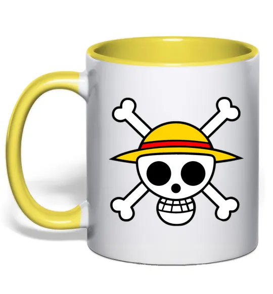 Чашка с цветной ручкой One piece череп Лимонный фото