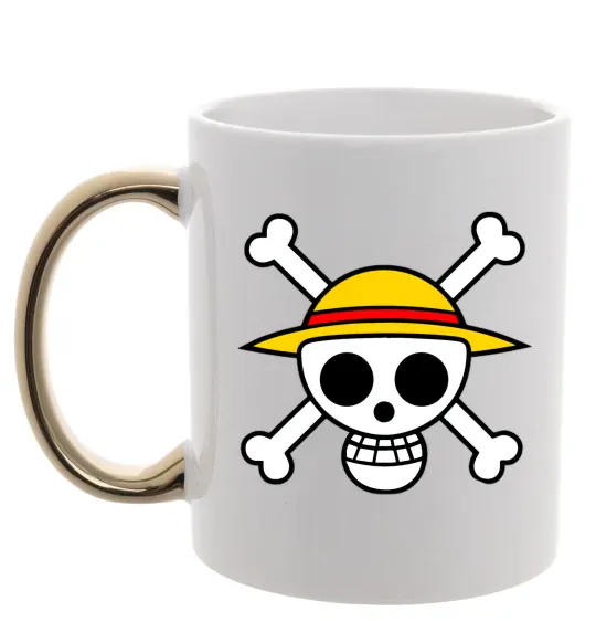 Чашка с цветной ручкой One piece череп Золото фото