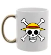 Чашка с цветной ручкой One piece череп Золото фото