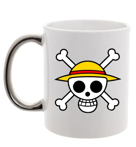 Чашка с цветной ручкой One piece череп Серебро фото
