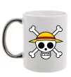 Чашка с цветной ручкой One piece череп Серебро фото