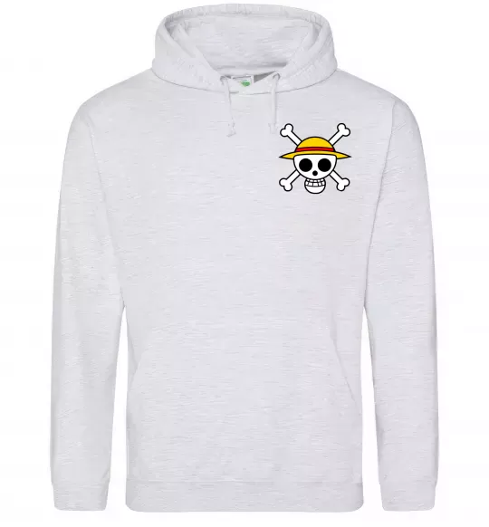 Жіноча толстовка (худі) One piece череп Сірий меланж фото