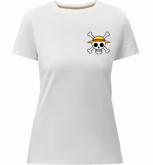 Женская премиум футболка One piece череп Белый фото