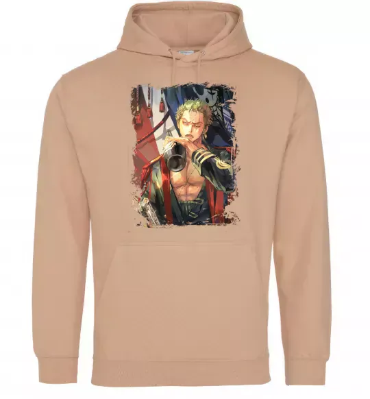 Мужская толстовка (худи) One piece потертий Песочный фото