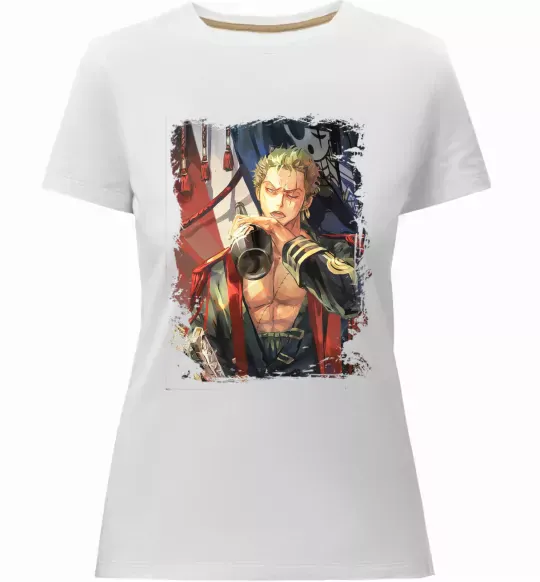 Женская премиум футболка One piece потертий Белый фото