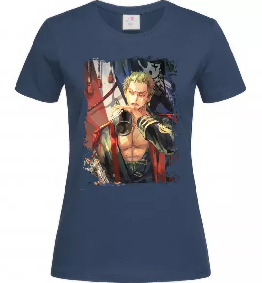 Женская футболка One piece потертий Темно-синий фото