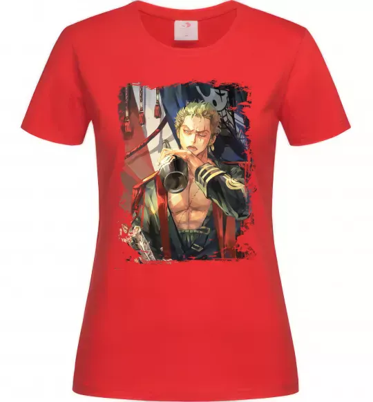 Женская футболка One piece потертий Красный фото