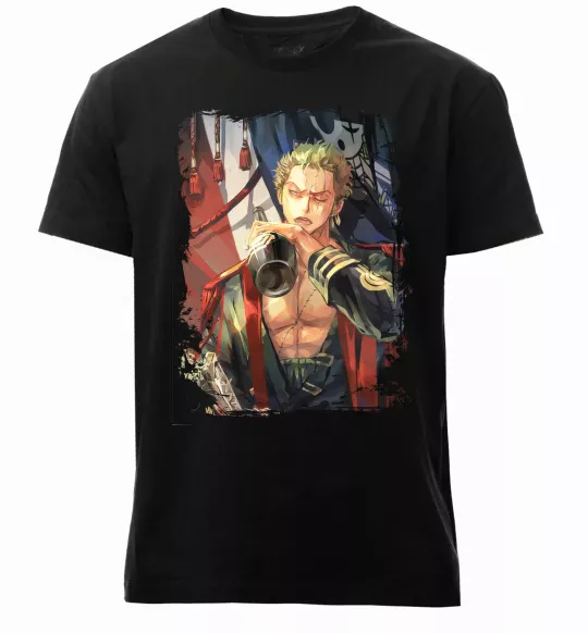 Мужская премиум футболка One piece потертий Черный фото