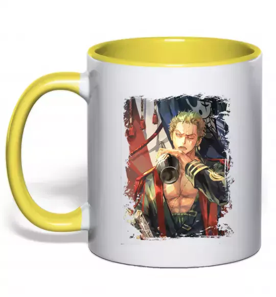 Чашка с цветной ручкой One piece потертий Солнечно желтый фото