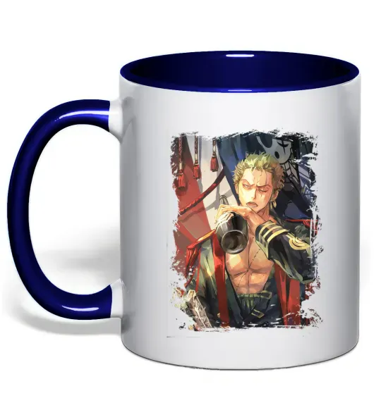 Чашка с цветной ручкой One piece потертий Глубокий темно-синий фото