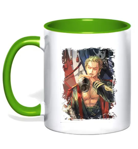 Чашка з кольоровою ручкою One piece потертий Лаймовий фото