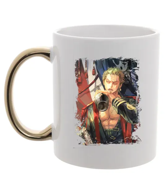 Чашка с цветной ручкой One piece потертий Золото фото