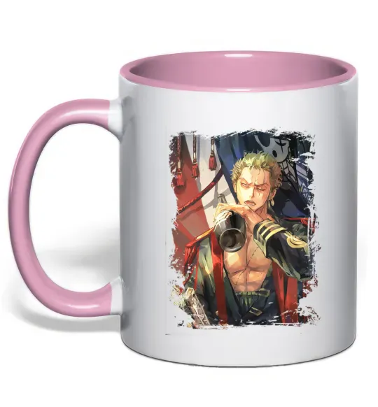 Чашка с цветной ручкой One piece потертий Нежно розовый фото