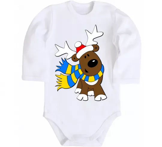 Детский боди Striped deer український Белый фото