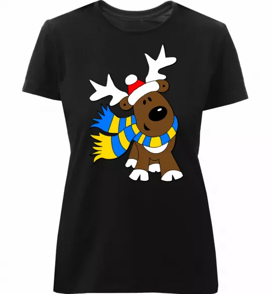 Женская премиум футболка Striped deer український Черный фото