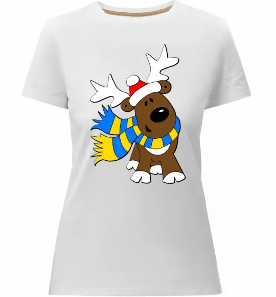 Женская премиум футболка Striped deer український Белый фото