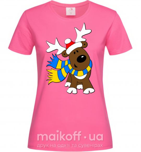 Женская футболка Striped deer український Ярко-розовый фото