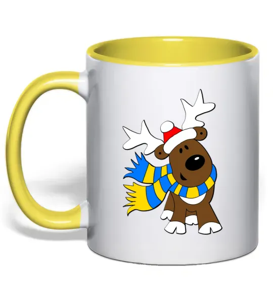 Чашка с цветной ручкой Striped deer український Солнечно желтый фото