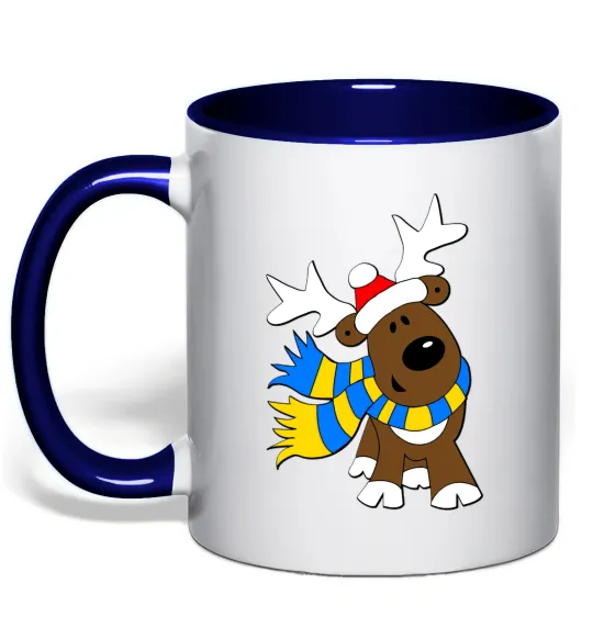 Чашка с цветной ручкой Striped deer український Глубокий темно-синий фото