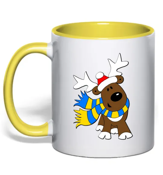 Чашка с цветной ручкой Striped deer український Лимонный фото