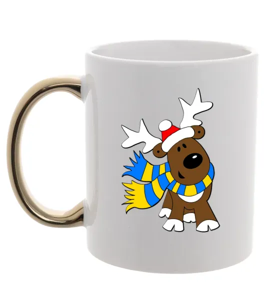 Чашка с цветной ручкой Striped deer український Золото фото