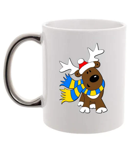 Чашка с цветной ручкой Striped deer український Серебро фото