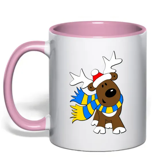 Чашка с цветной ручкой Striped deer український Нежно розовый фото