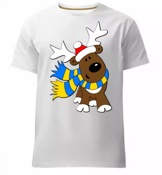 Мужская премиум футболка Striped deer український Белый фото