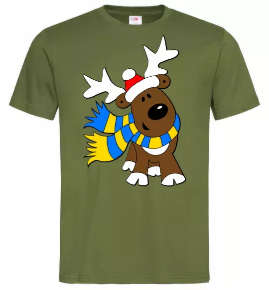 Мужская футболка Striped deer український Оливковый фото
