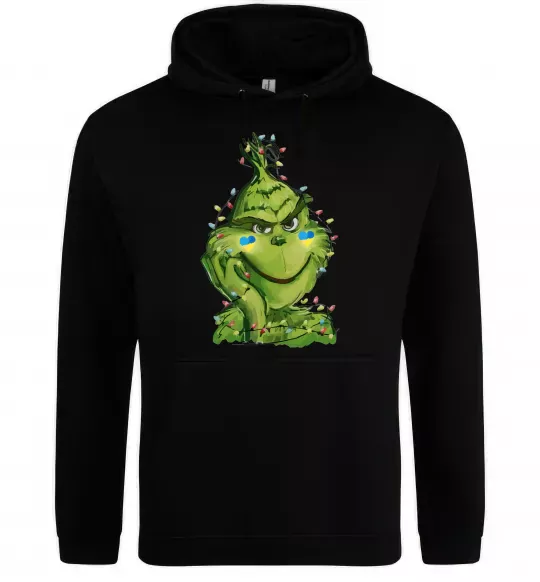 Женская толстовка (худи) Грінч у гірлянді український Черный фото