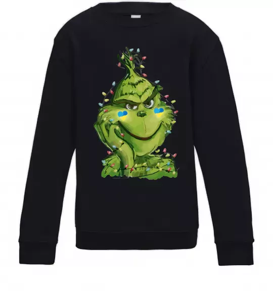 Дитячий світшот Грінч у гірлянді український Чорний фото