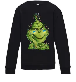 Детский Свитшот Грінч у гірлянді український Черный фото