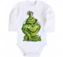 Детский боди Грінч у гірлянді український Белый фото