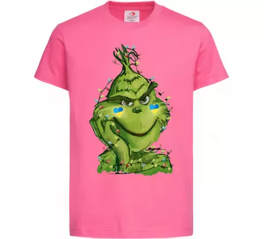 Детская футболка Грінч у гірлянді український Ярко-розовый фото