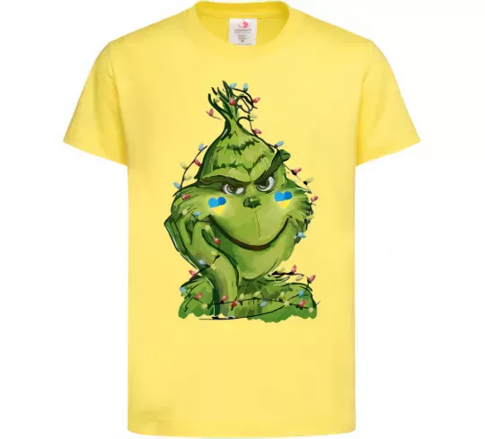 Детская футболка Грінч у гірлянді український Лимонный фото