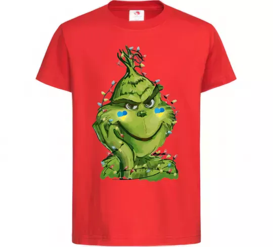 Детская футболка Грінч у гірлянді український Красный фото
