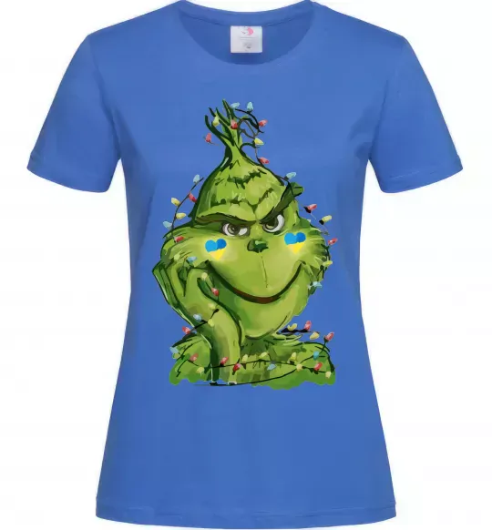 Жіноча футболка Грінч у гірлянді український Яскраво-синій фото