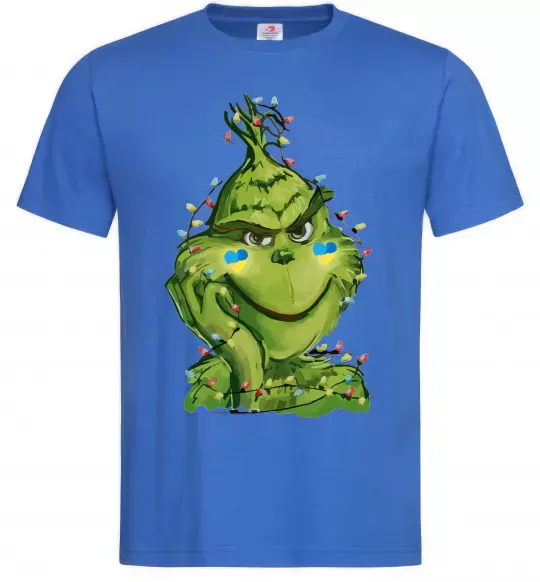 Чоловіча футболка Грінч у гірлянді український Яскраво-синій фото
