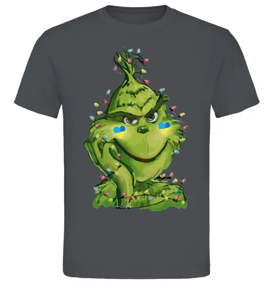 Чоловіча футболка Грінч у гірлянді український Графіт фото
