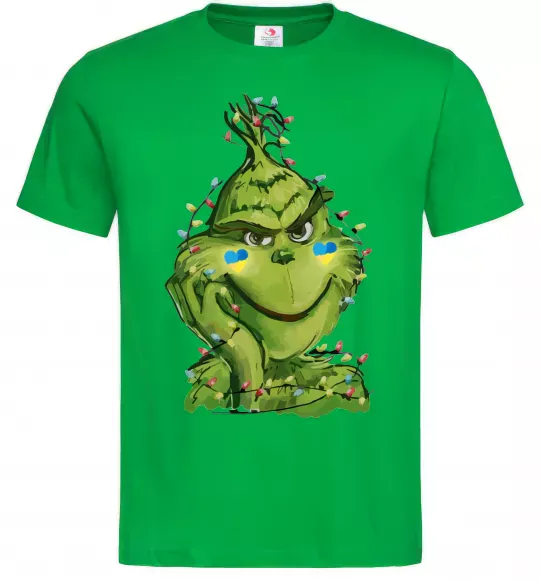 Чоловіча футболка Грінч у гірлянді український Зелений фото