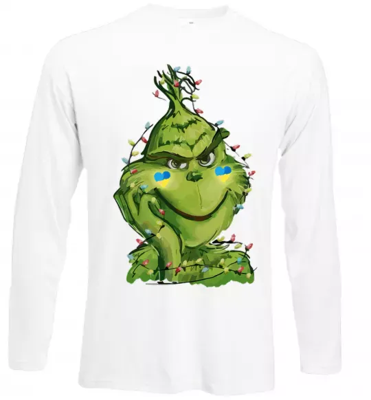 Лонгслів Грінч у гірлянді український Білий фото