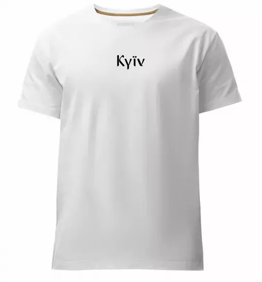 Мужская премиум футболка Kyїv ВИШИВКА Белый фото