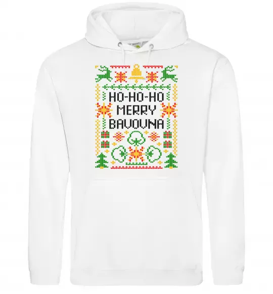 Женская толстовка (худи) Новорічна бавовна Белый фото